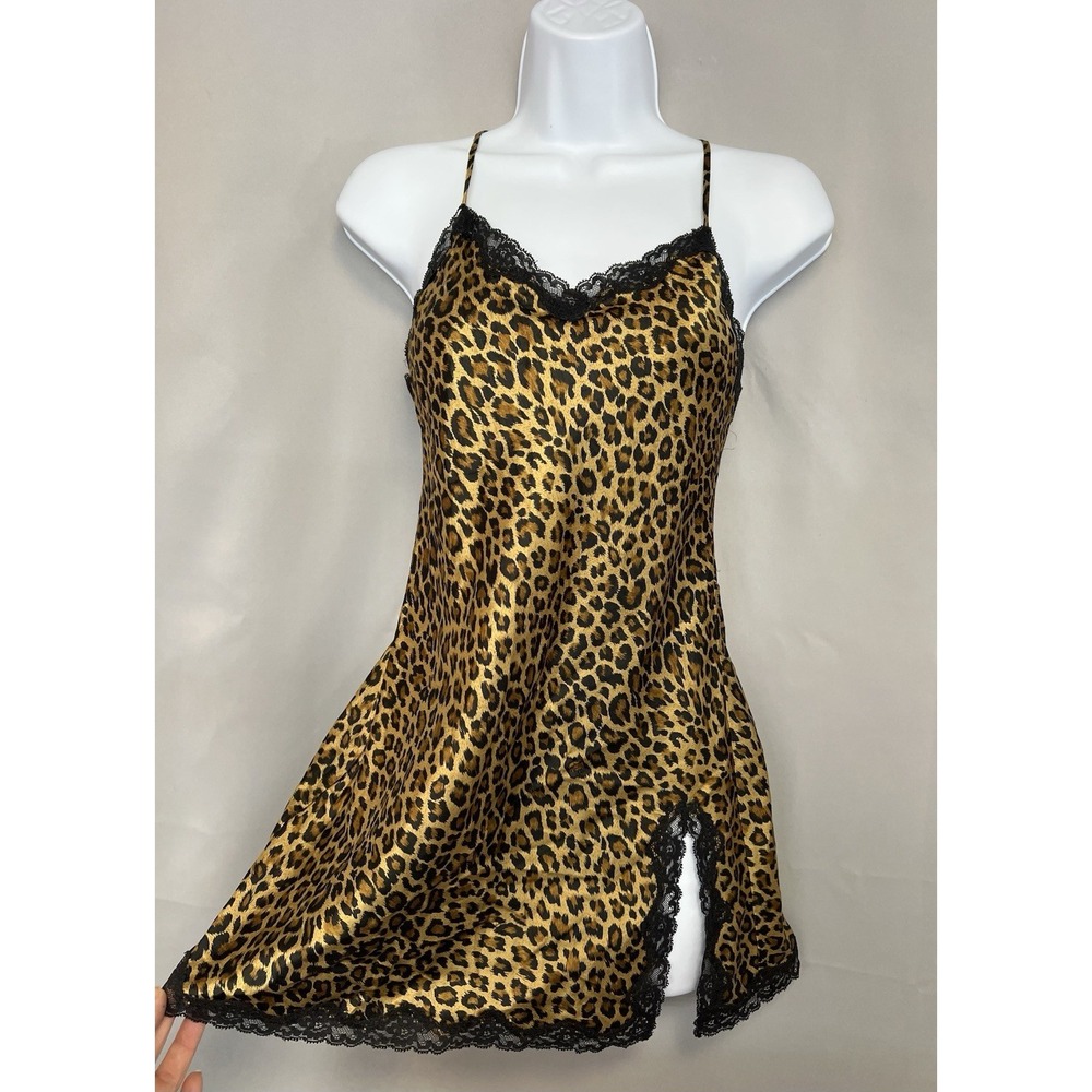 Victoria's Secret Womens Nightgown Babydoll Sz XS Leopard Print Lace - Picture 2 of 11
